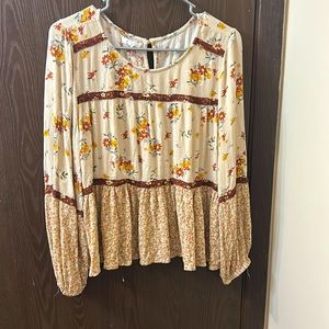 Babydoll long sleeve floral shirt